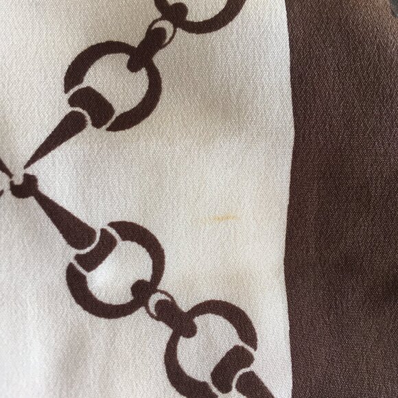 Vintage Celine of Paris Silk Long Scarf - Brown and Off-White/Cream - Picture 4 of 5